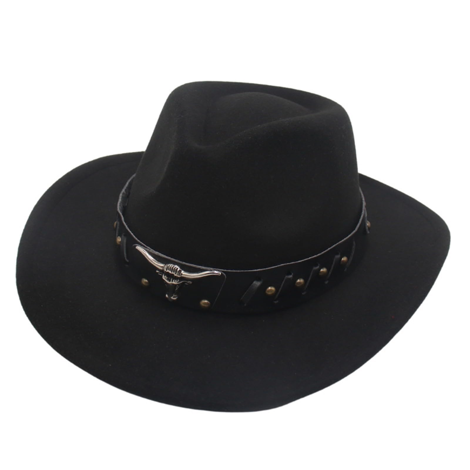 2 Cappelli Da Cowboy Western Unisex In Feltro Con Bordo Largo - Nero E Marrone, Regolabili 56-58 Cm, Ideali Per Feste A Tema Ed Esterni