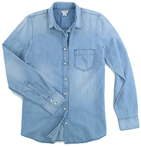 J. Crew Women's Chambray Shirt (Large) Blue