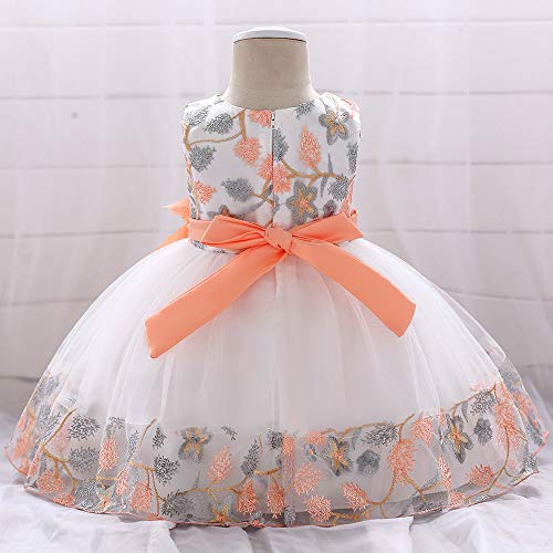 Kilo&Meters 3 4T Cute Prom Bridesmaid Kids Dresses Embroidery 3D Flower Beaded Special Occasion Easter Christmas Birthday Party Dress For Girl 3 4 Orange #TOP2