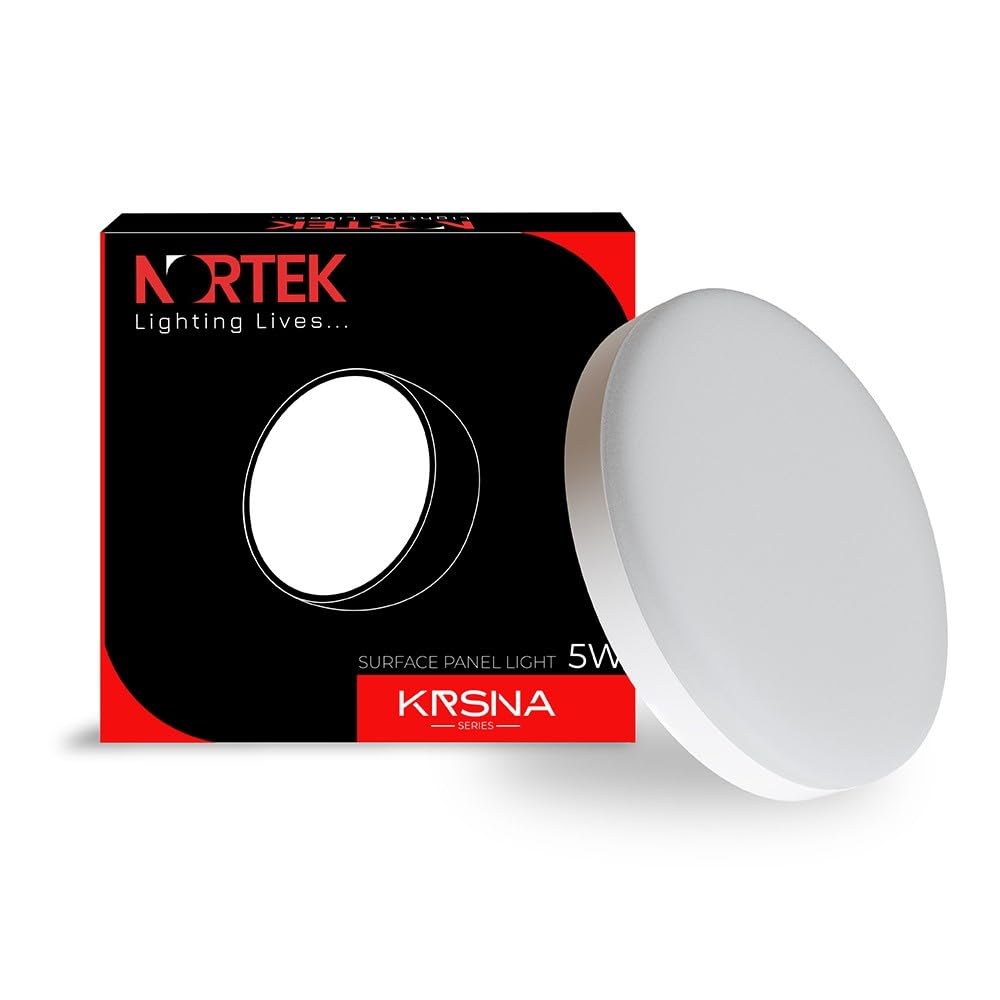 Nortek Krsna 5w Surface Led Panel Light | LED Ceiling Light for Home | False Ceiling, Kitchen, Mandir, Office & Balcony Lights | Cool White Surface Panel Lights | Pack of 1