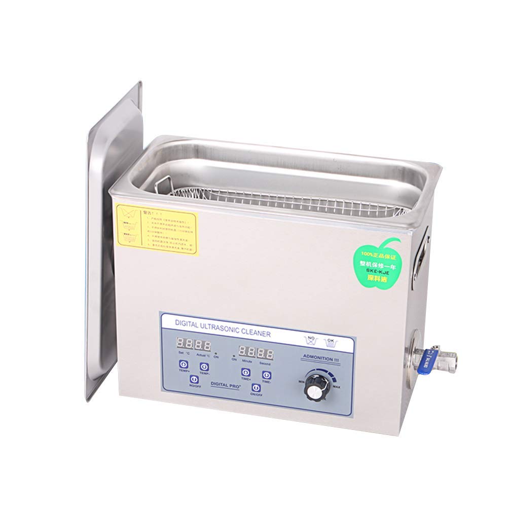 CGOLDENWALL 6L Limpiador Ultrasónico 40,000Hz de Potencia Ajustable 70-180W de Acero Inoxidable con Control de Temperatura Constante Limpieza para Disco de Vinilo, Piezas de Precisión