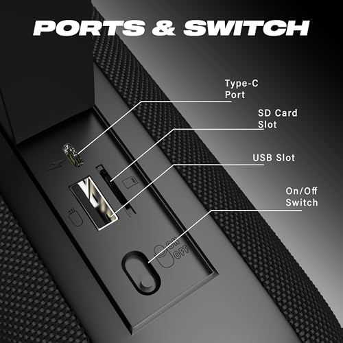 Image of DIGIMORE StormBox 80W BT Speaker with AI Sound Boost | BT 5.4, TWS Pairing, Water Resistant, Type-C Fast Charging, 10Hrs Long Battery, RGB Lights, Premium Matte Finish for Home & Travel Use (D-1322)