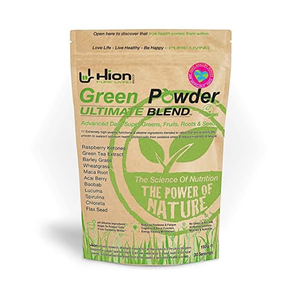 Hion Green Powder – Ultimate Blend | 30 Servings | Vegan, Alkaline & Gluten-Free Super Greens | The #1 Premium Ultra…