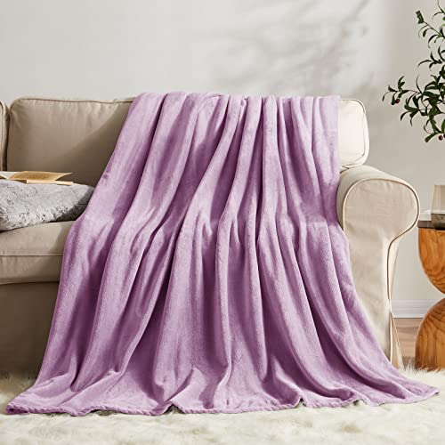KMUSET Fleece Blanket Twin Size Lilac Lightweight Super Soft Cozy Luxury Bed Blanket Microfiber