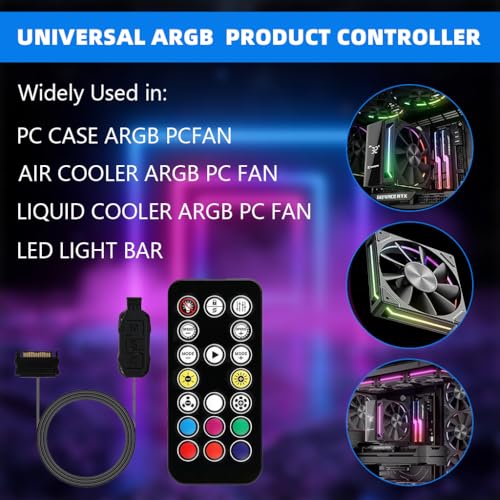 Image of ZORBES ARGB Controller 5V 3pin to SATA Power Supply Mini RGB Controller 3PIN Hub for Computer CPU Case Cool Fan LED Light Radiator, PC Modification ARGB Controller for ARGB Fans, ARGB Light Strips