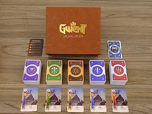 The Gwent Cards Set | Complete Collection with 5 Decks 527 Premium Cards Leather Case Playmat Map mat and DLC Expansion - The Ultimate Gwent Gaming Experience!