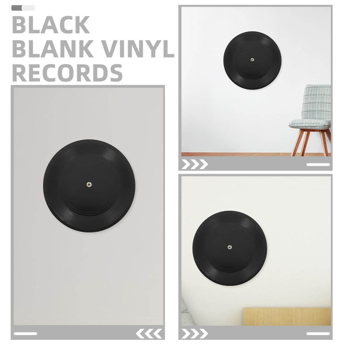 Angoily 10 Pezzi Dischi in Vinile Decorativi Neri da 12 Pollici, Esposizione da Parete per Arredamento Estetico di Camere, Supporto per Mensola e Decorazioni per Soggiorno e Studio