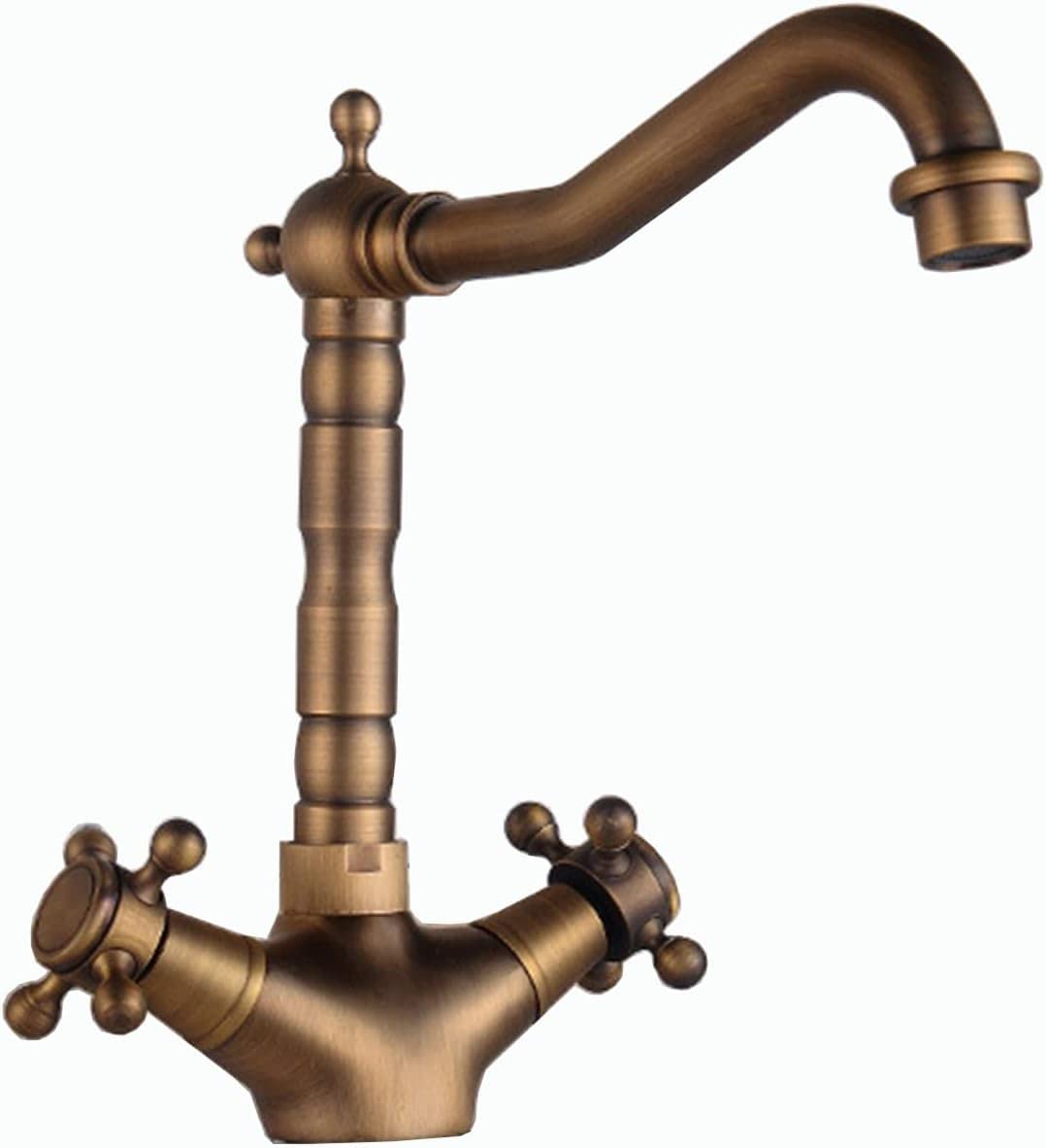 COSZWQDP Bathroom Faucet Double Handle Sink Antique Brass 360° Swivel