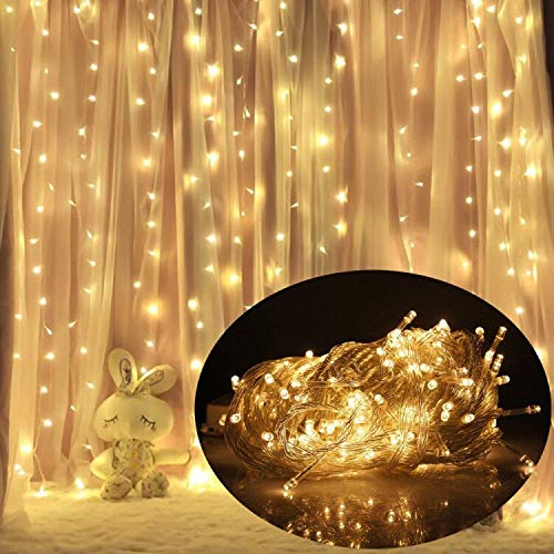VINGO Cortina de Luces LED 3 * 3m 300 LED 8 Modos de Luz con Control Remoto y IP44 Cadena de Luces Decoración de Casa Fiestas Bodas Jardin Navidad
