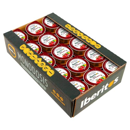 Iberitos - Delicia de Pimiento en Monodosis de Aluminio - Elaborada con 75% Pimiento Rojo - Sabor Suave y Textura Ligera - Sin Gluten - Bandeja con 45 Unidades de 23 g