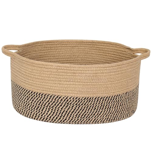 Image of MEGASKET Jute Wicker Basket with Handles, 17 inchx12 inchx8 inch Medium Woven Storage Baskets for Organizing Kids Toy, Gifts, Book, Towel, Cloth, Boho Storage Bin for Shelves, Entryway, Closet, Home Decor