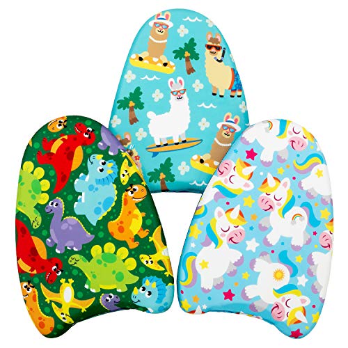 3 Packs Dinosaur & Unicorn & Llama Kickboard Sets, Learn-to-Swim Swimming Kickboard for Kids Swimming Training Aid Exercise Training Board Summer Fun Party Favor Pool Toys