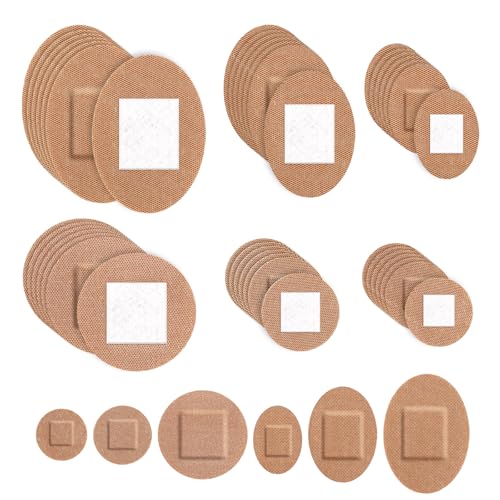 120pcs Round & Oval Bandages for Face Elastic Fabric Flexible Adhesive Spot Small Dot Skin Friendly for Nose Hands & Delicate Wounds(6 Sizes)
