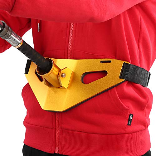 SPYMINNPOO Gimbal Padded Rod Holder, Aluminium Alloy Adjustable Support Waist Rod Holder Belt Fishing Fighting Belt Stand Up for Fishermen (Gold)