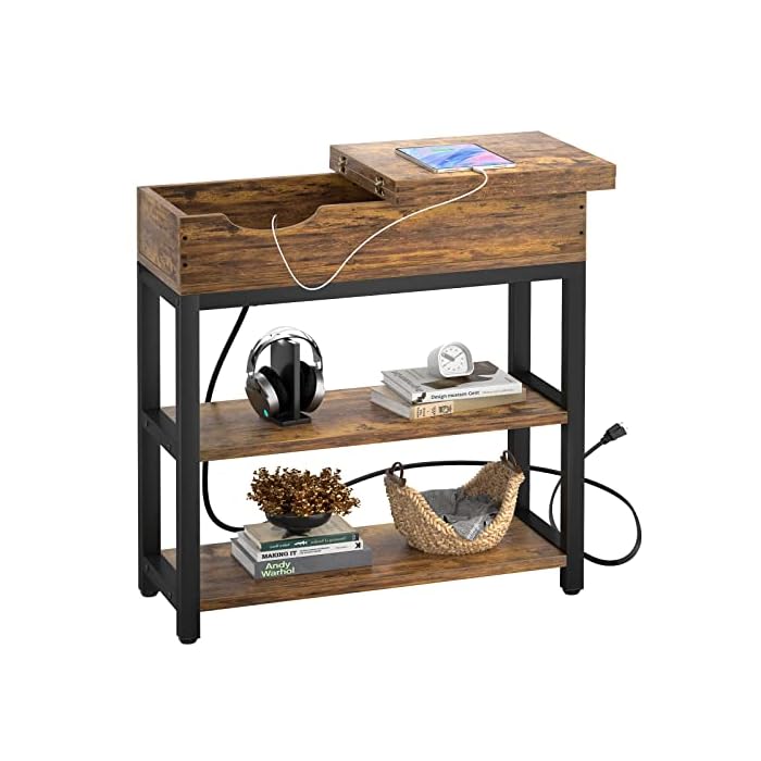 Buy Aheaplus Sofa Side Table with USB Ports and Outlets, Narrow End