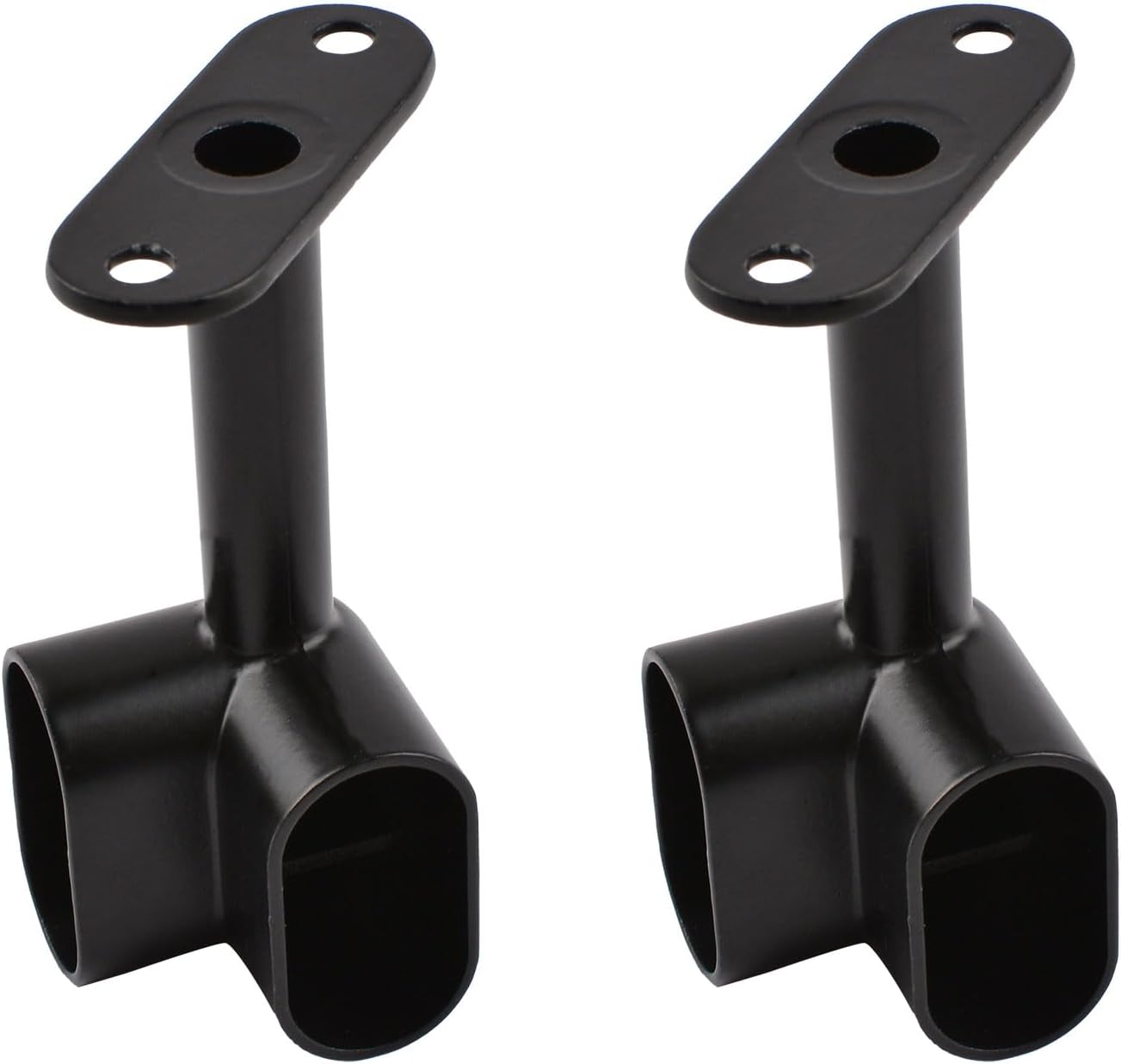 INCREWAY 2 pcs Oval Corner Closet Rod Support Bracket 90 ° Heavy Duty Wardrobe Accessories Clothes Rail Flange Seat for Closet Rod, Black