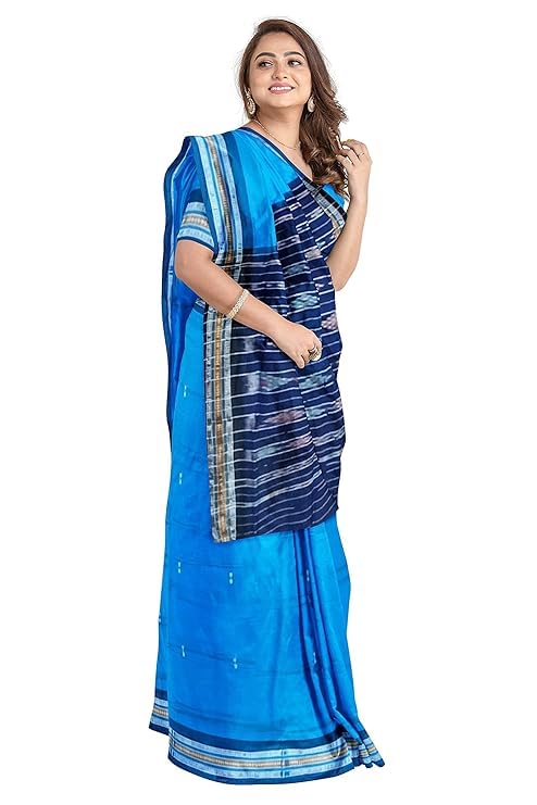 Image of Sambalpuri Handloom Saree Women's Cotton Saree Odisha Handloom Handmade Pure Cotton Khandua Natural Cotton Ikat Sambalpuri Saree For Women Ikat Handloom Saree For Women