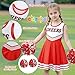 COTRIO Cheerleader Outfit for Girls Cheer Outfits Halloween Cheerleader Costume with Pom Poms Cheer Practice Clothes Kids Cheerleading Uniform Size 6 (5-6 Years, Red)