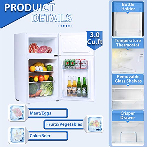 INTERGREAT Mini Fridge with Freezer, 3.2 Cu.Ft Small Refrigerator for