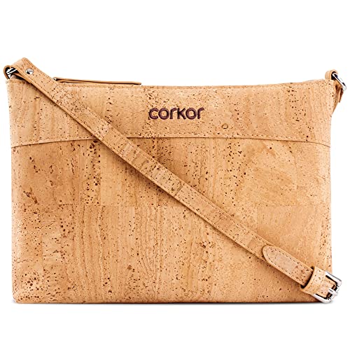 Crossbody Bag Women - Vegan Handbag Cross-Body - Cork Purse - Light Brown Cork Handbag
