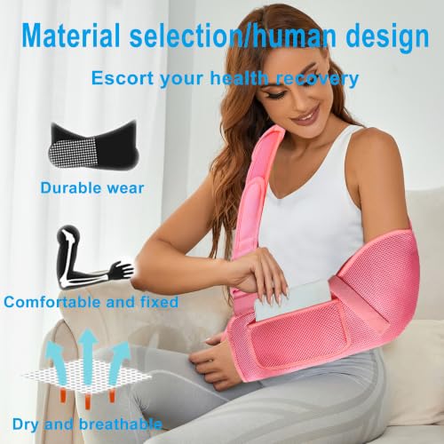 Image of VISKONDA Arm Sling Shoulder Immobilizer-Rotator Cuff Support Brace-Comfortable Medical Sling for Shoulder Injury,Left and Right Arm,Men and Women,for Broken,Dislocated,Fracture,Strain(Pink,Large)