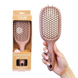 TADA Natural Beauty Hair Brush Detangler for Curly, Thick, Wavy, and Thin Hair – Ventilation Holes for Quick Drying and Styling, Detangler Brush for Women, Men, Kids (4 Colors) (Mauve)