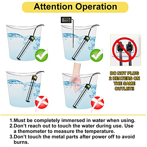 Treela 2 Pcs Immersion Water Heater Pool Heater For Above Ground Portable Electric Heater Submersible Hot Tub Heater With 304 Ss Bathtub Bucket Basin Pool Heat 5 Gallon Water In Minutes thumb #5
