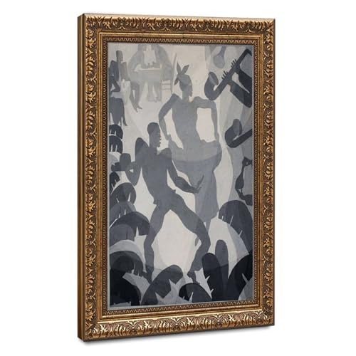 Poster Dance d'Aaron Douglas décoration murale en toile avec cadre suspendu