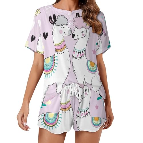 Ensemble pyjama femme manches courtes ensemble alpaga thermorégulateur ete