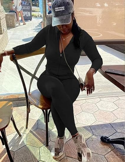 UOUA Two Piece Outfits Women Tracksuit Sets Long Sleeve Zip Up Jacket & Leggings for Gym Workout Set - Image 4