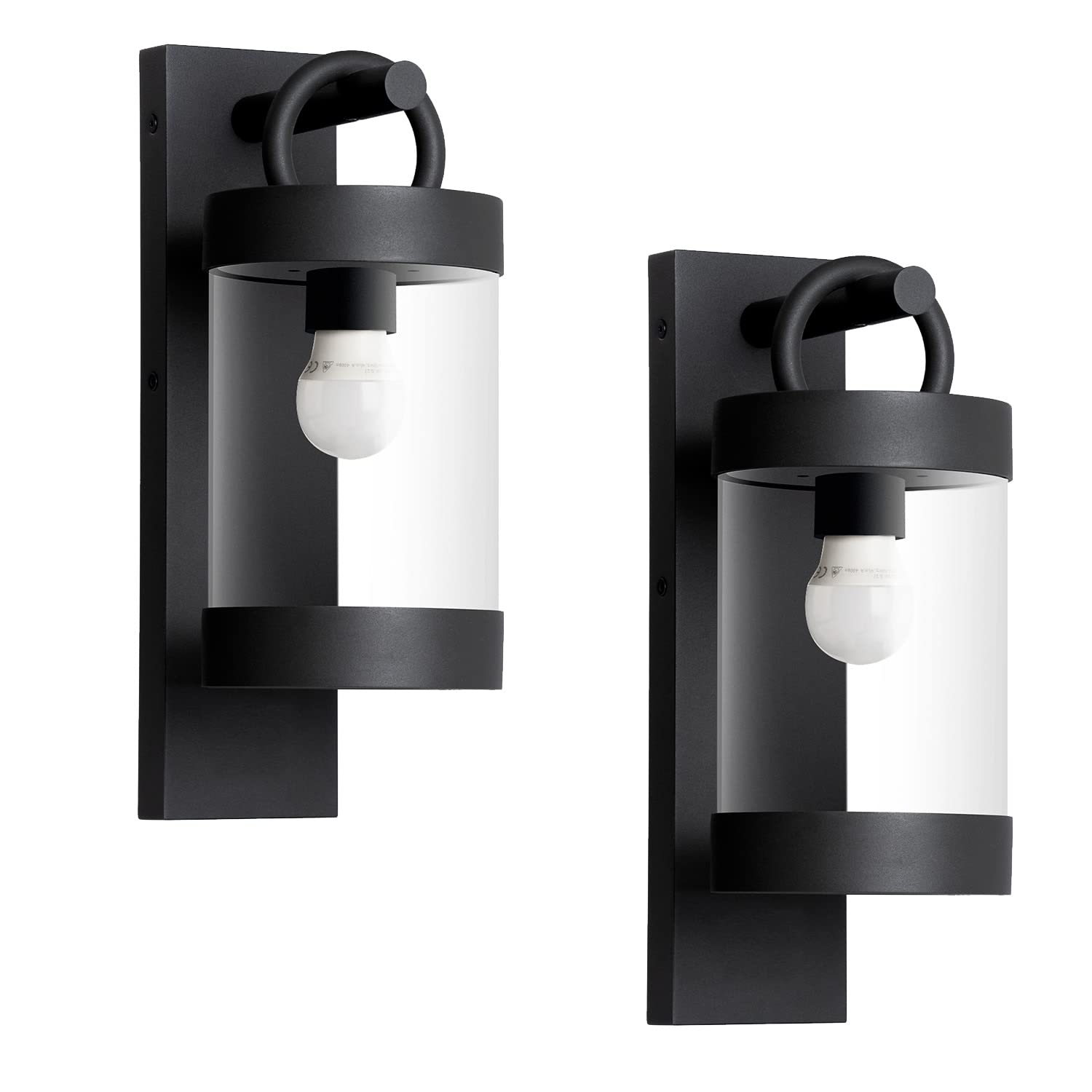 HELCEKOU Wall Light Outdoor Lantern with Dusk to Dawn Sensor E26 Bulb (Not Include) Mount Hang Lamp Sconce Lighting Photocell Lights for Porch Front Door Garden IP44 Waterproof Max 28W