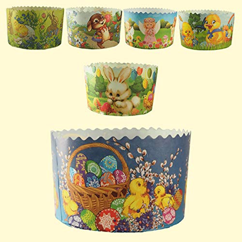 Backform 5er Set für Osterkuchen Kindermotive H-8,5 cm, D-13cm, Panettone Cover
