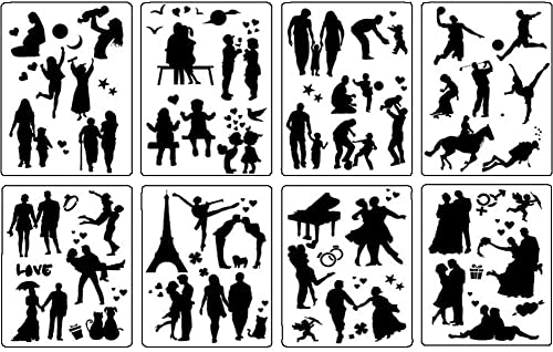 9 Stück wiederverwendbare Kunststoff-Schablonen für Gemälde, Silhouette, DIY, Zeichnen, Schablonen, Graffiti-Schablonen (klassisch) Cover
