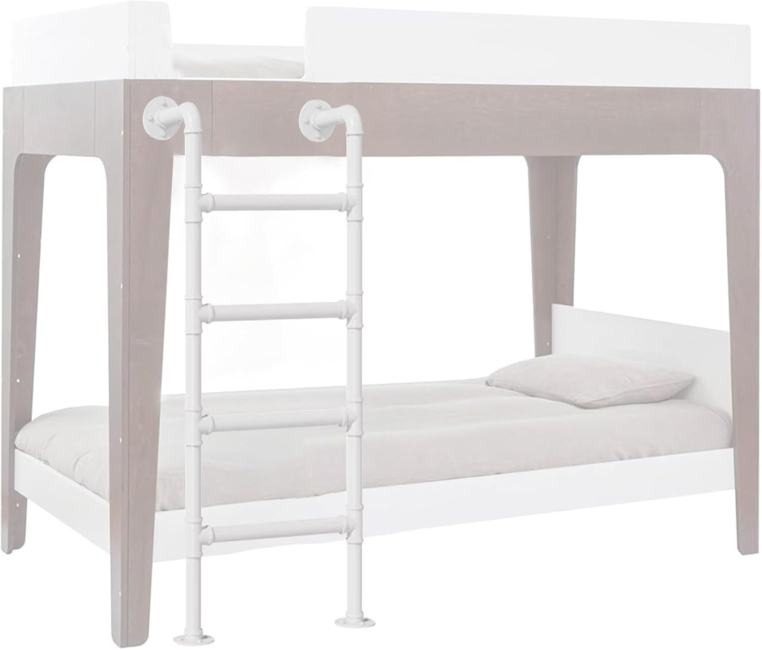 White Wrought Iron Bunk Bed Ladder Wall Mounted Metal Loft Ladder for Bunk Bed with Tall Safety Side Climb Ideal for Dorms and Apartments 100cm/39in Height