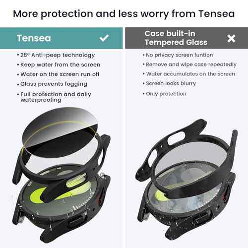 Image of Tensea [5+5Pack for Samsung Galaxy Watch 7 Screen Protector Case 40mm Accessories, Hard PC Bumper /HD Anti-Fog Tempered Glass Protective Film, Face Cover Set, Galaxy Watch 7 Case for Women Men