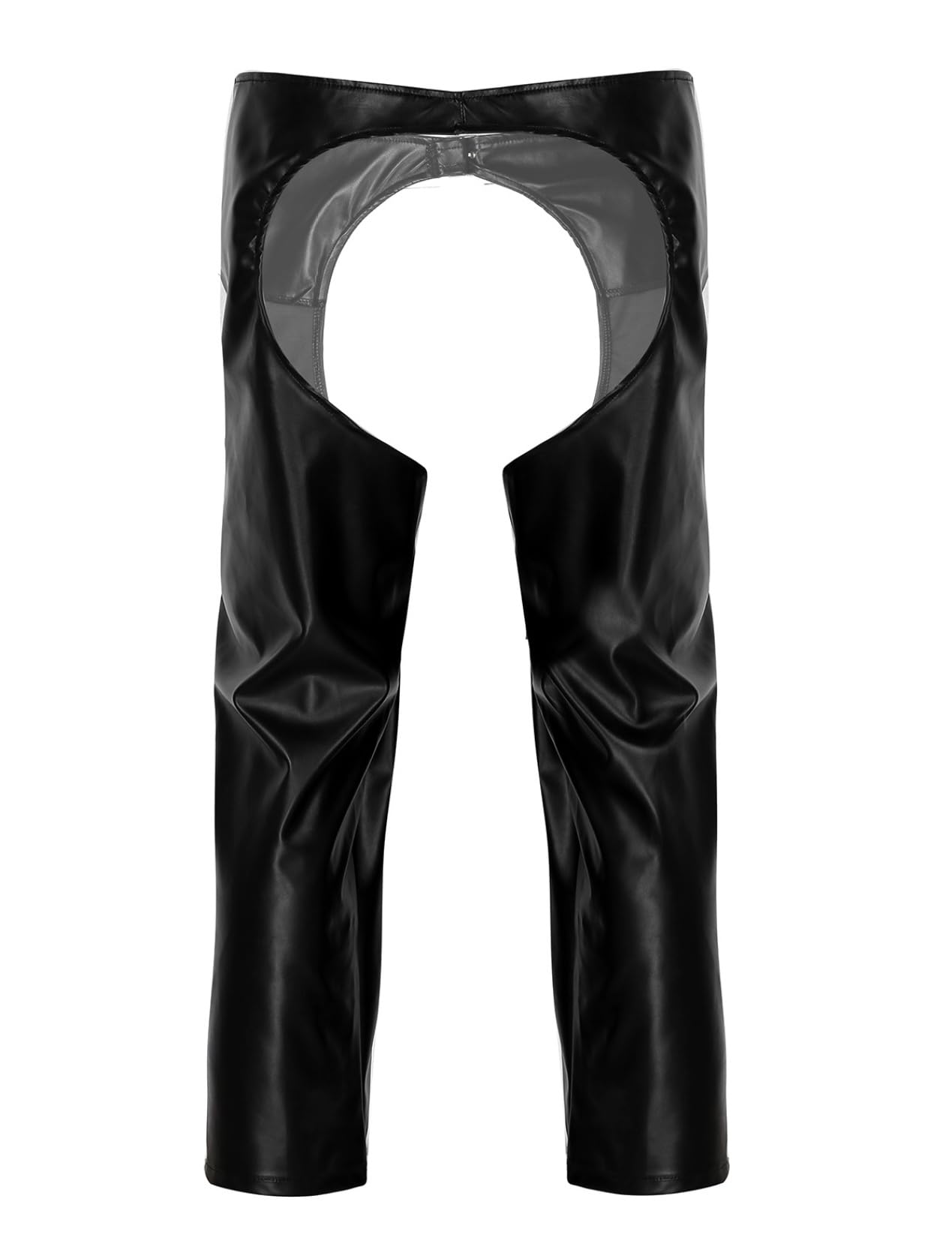 Yihuimin Mens Wet Look Wild West Cowboy Costume Bottom Motorcycle Bikers Riding Chaps Loose Long Overpants Black Small