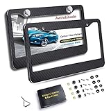 Awindshade Carbon Fiber License Plate Frame 2PCS Black License Plate Frames with Screw Kits, Car Document Holder, Fine Slim, 2 Hole Bracket Standard Size For US Vehicles