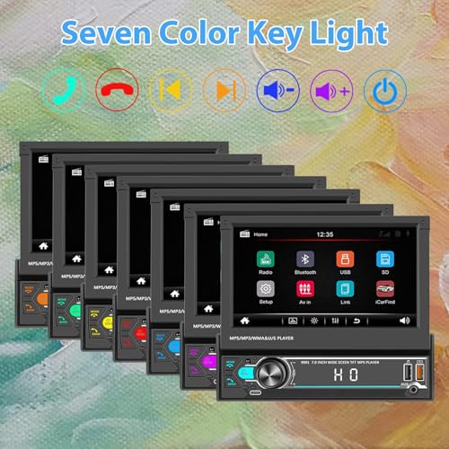 Radio para auto con pantalla táctil desplegable de 7 pulgadas miniatura 7