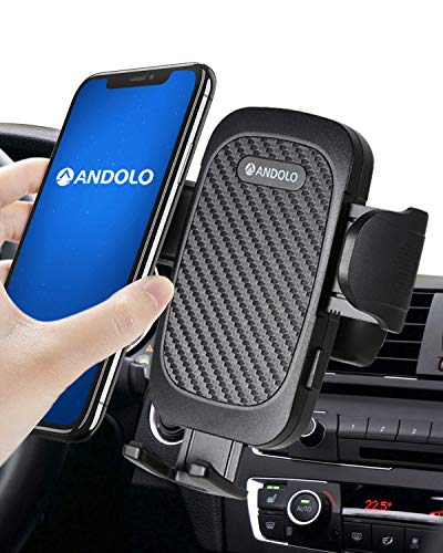 ANDOLO Car Phone Mount Air Vent [Thick Case & Big Phones Friendly] Universal Hands-Free Phone Holder for Car Anti-Shake Stabilizer Adjustable Clip Cell Phone Holder Compatible with All Mobile Phones