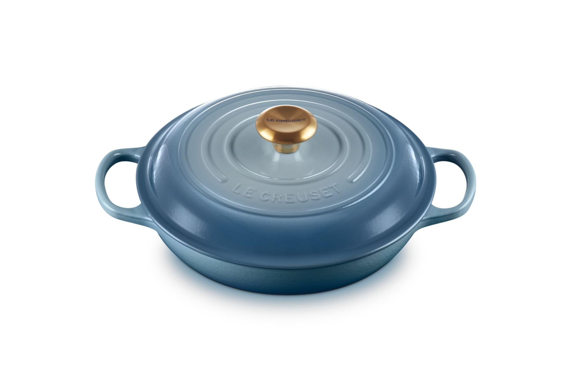 Le Creuset Signature Gusseisen Gourmet-Profitopf, Rund, Ø 26 cm, 2,2 l, Für alle Herdarten inkl. Induktion geeignet, 4,205 kg, Chambray, 21180264344441