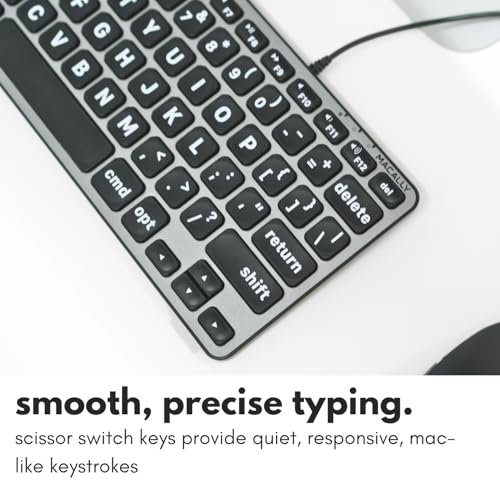 Clavier Mac compact filaire à grands caractères pour simplifier la lecture