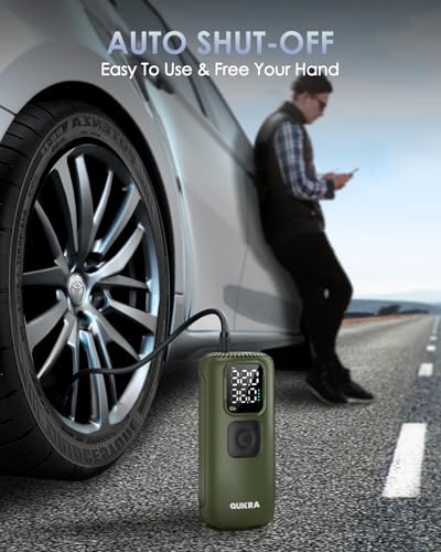 Image of T22 Tire Inflator Protable Air Compressor, 3x Faster Auto Cordless Air Pump, 160PSI Tire Pump, Smart Electric Pump with LED Light and Digital Display for Car Motorcycle Bike and Ball, Green
