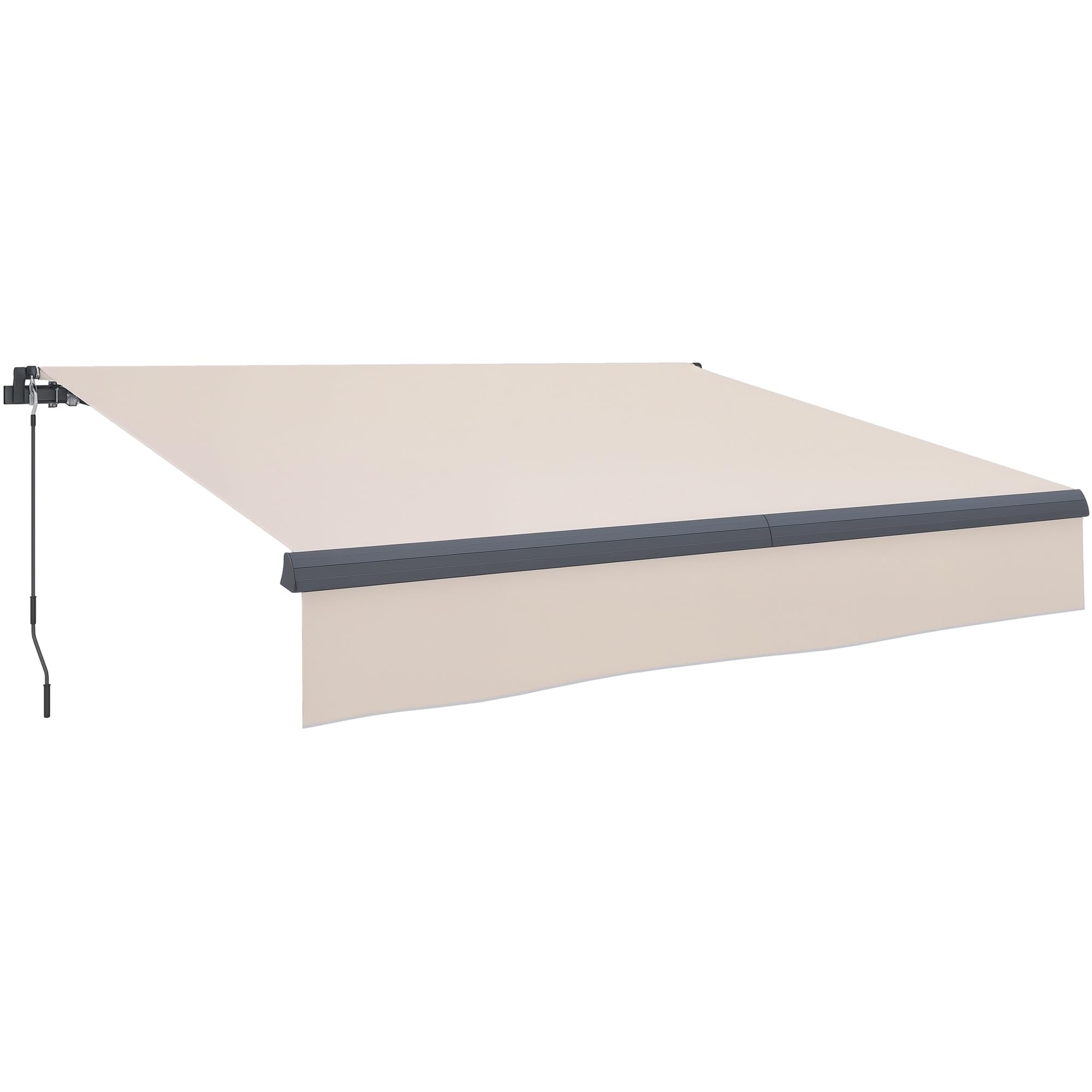 Outsunny Toldo Manual Retráctil 3x2 m Toldo Exterior Terraza Enrollable Ajustable con Manivela Protección UV50+ Estructura de Aluminio y Metal para Balcón Jardín Crema