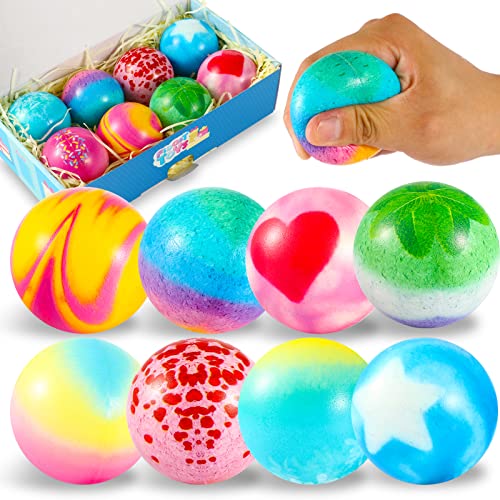 Richtim Stress Ball for Kids, Stress Ball 8 Pack for Gifts - Colorful Fidget Foam Balls to Stress, Anxiety Relief, Focus, Stress Balls Fidget Toys to Relax, Squeeze Ball for Autism/ADD/ADHD