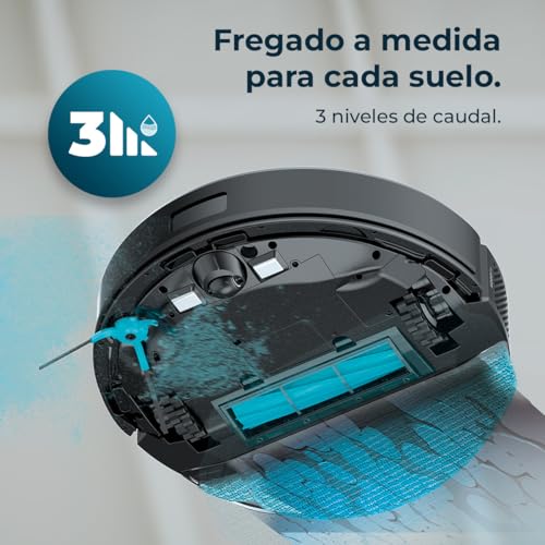 Cecotec Robot Aspirateur et Laveur de Sols Conga M70. Navigation Laser, 20000Pa de Pression d'Aspiration, Batterie de 4500 mAh, Brosse en Silicone Spéciale Animaux, Couverture jusqu'à 180m²