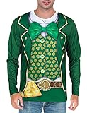 Funny World St. Patrick's Day Men's Leprechaun Costume Long Sleeve T-Shirts, Large, Green