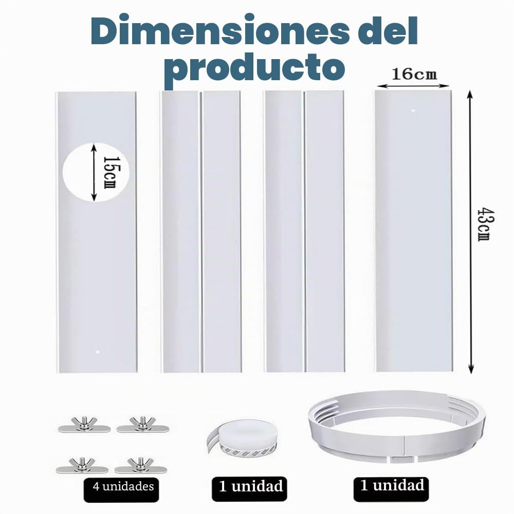 Placa de sellado de ventanas para aparatos de aire acondicionado, sellado de ventanas para aire acondicionado móvil, paso de ventana, adecuado para aire acondicionado, manguera de salida de aire de