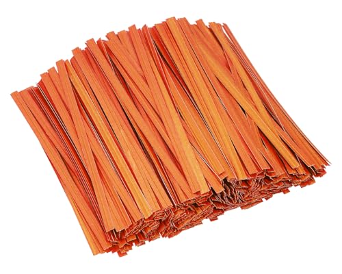 ONLYKXY 500pcs Kraft Paper Twist Ties Plant Ties 4inch Reusable Bread Twist Ties cake pop ties Cable Ties Candy Ties for Bags (Orange)