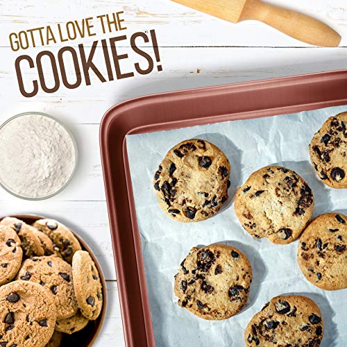 image for Nonstick Cookie Sheet Baking Pan - 2pc Large & Medium Metal Oven Bakin