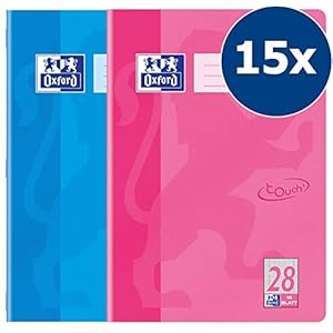 OXFORD 400086469 schoolschrift “Touch” Gelijnd 28 – geruit met dubbele rand 15 Stuk meerblau & rosa